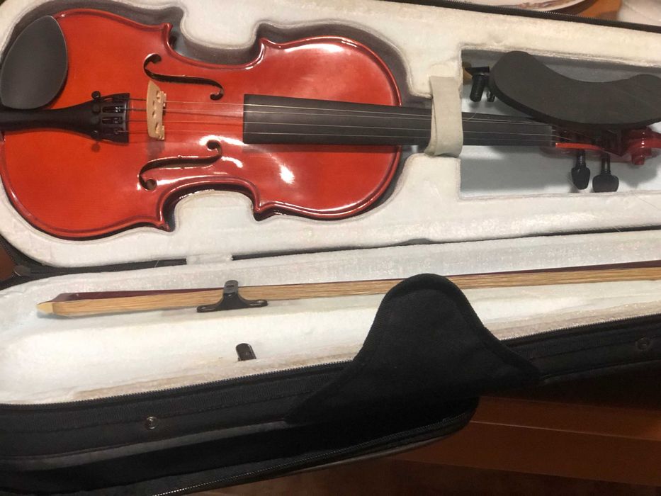 Violino com caixa e almofada