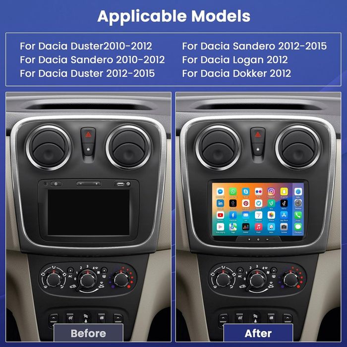 Hikity radio Android 13 1G 32G Renault Dacia Duster Logan 7" GPS BT

H