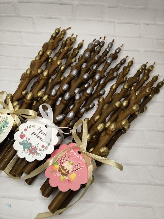 Натуральні бджолині воскові свічки Гілочка Верба