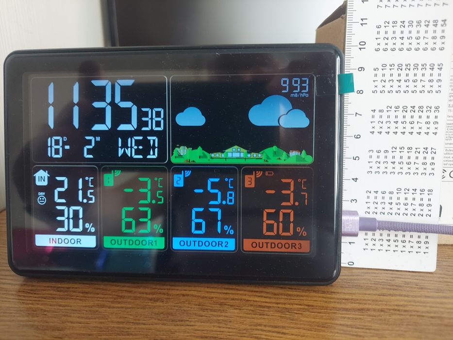 Багатофункціональна бездротова метеостанція AN0927C  із 3-мя зовнішнім