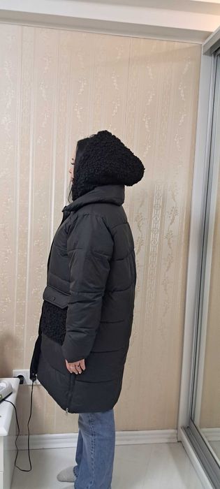 Зимове пальто з тедді вставками