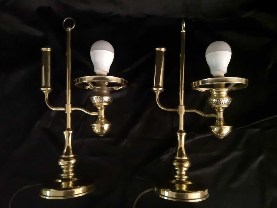 Dwie stare mosiężne lampy stołowe (cena za 2 sztuki)