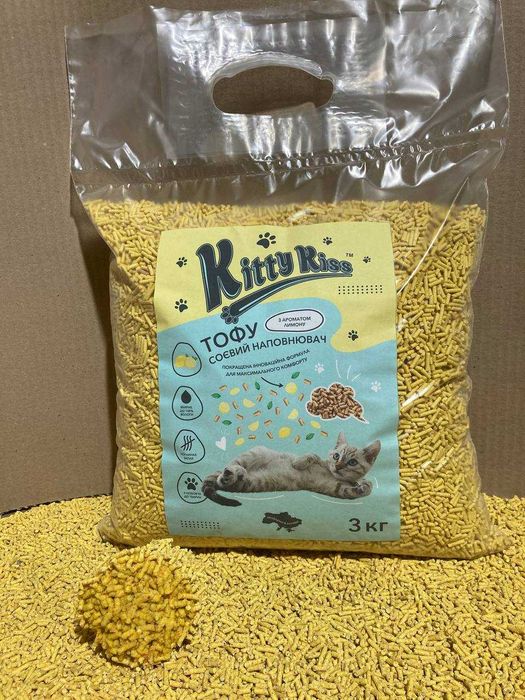 Тофу, комкуючий наповнювач для котів, Tofu з ароматом 15 кг