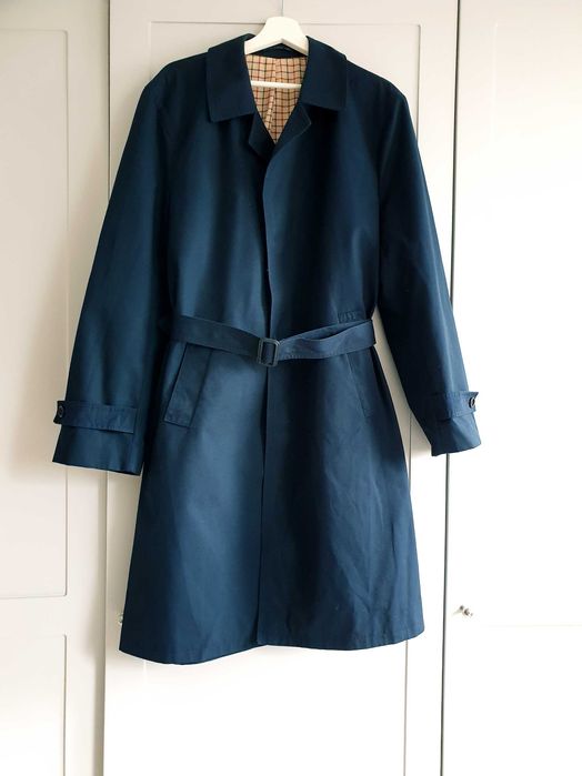 Granatowy klasyczny płaszcz trencz prochowiec męski Dannimac M vintage