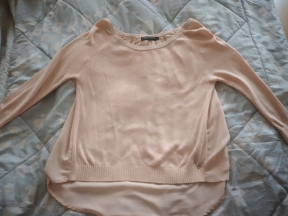 Camisola L, fio fino com fio dourado