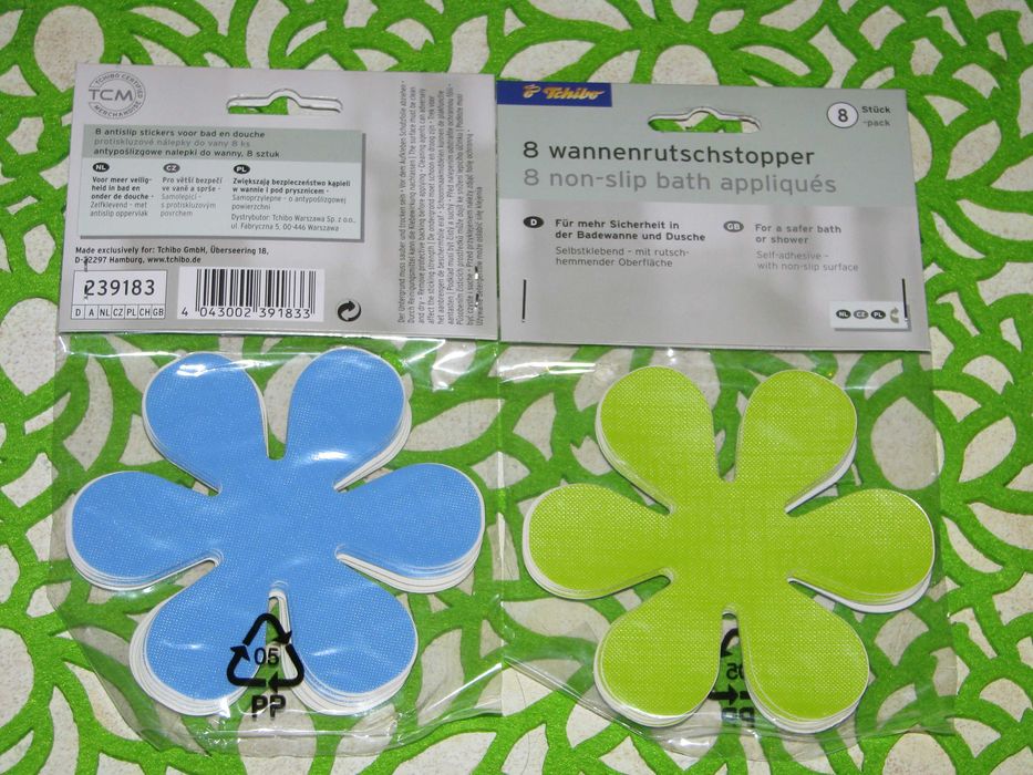 Nowy zestaw Tchibo_8 antypoślizgowych nalepek „kwiatów” do wanny.
