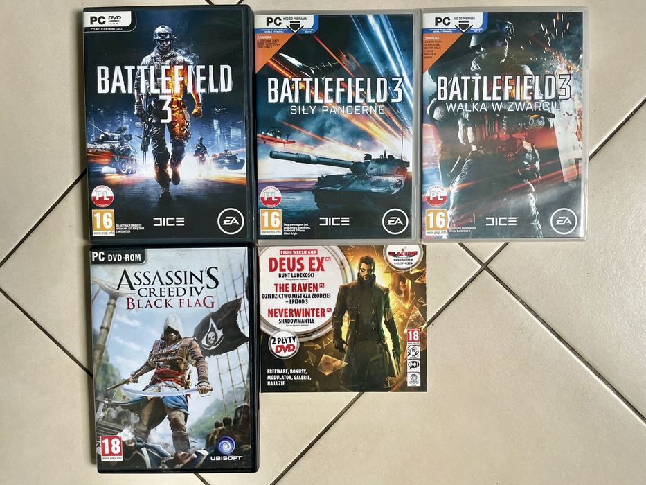 Gry na PC: Battlefield 3 (+2 dodatki), Assassins Creed IV Black Flag