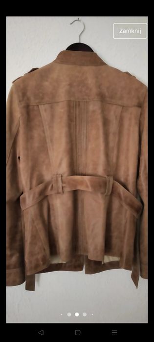 Kurtka skórzana stójka z paskiem