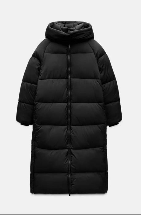 Довгий зимовий пуховик zara women's water and wind protection