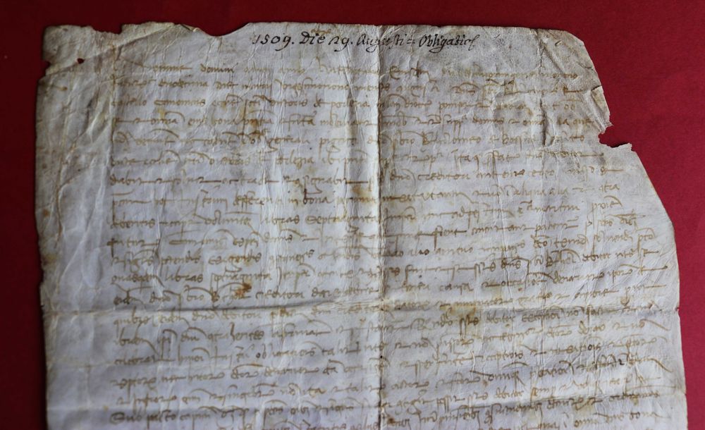 Raro pergaminho datado de 1509 em latim