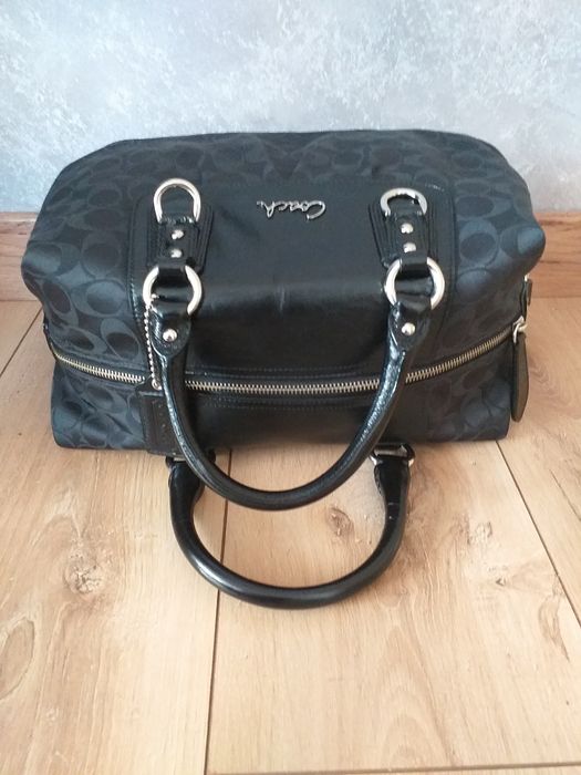COACH VINTAGE oryginalna skóra płótno logowane torebka shopper kuferek