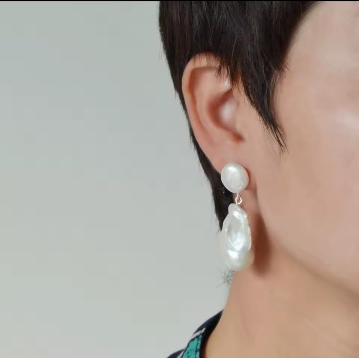 Роскошный жемчуг, природный барочный, серьги