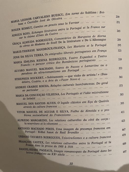Les Rapports Culturels et Littéraires entre le Portugal et la France