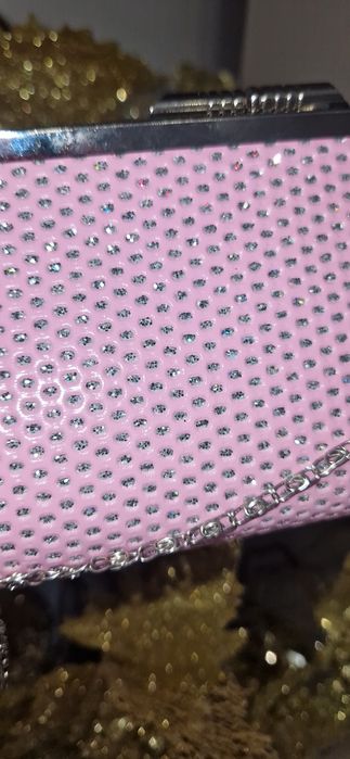 Torebka różowa srebne wykończenia