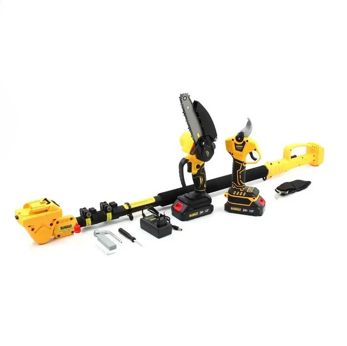 Набір 3в1 АКБ DeWalt 24V Пила + Секатор Digital + штанга 2.6м