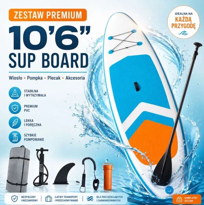 Deska Sup Paddle Board do Pływania Pompowana 320 cm + Akcesoria