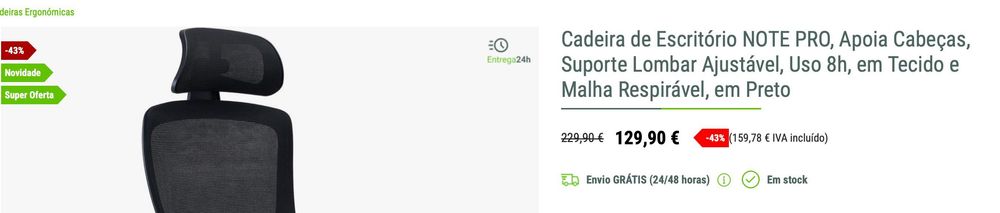 Cadeira Ergonómica (Preço Reduzido - Ler Descrição)