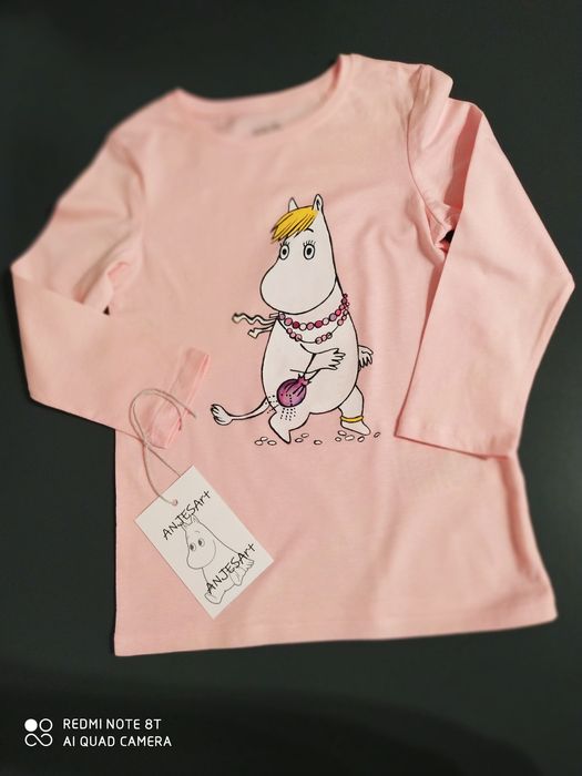 Migotka Muminki bluzka malowana farbami tekstylnymi