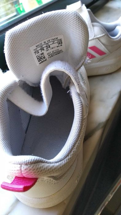 Tênis Adidas, Menina, 24, palmilha 15.5cm , Branco e Rosa, Como Novos