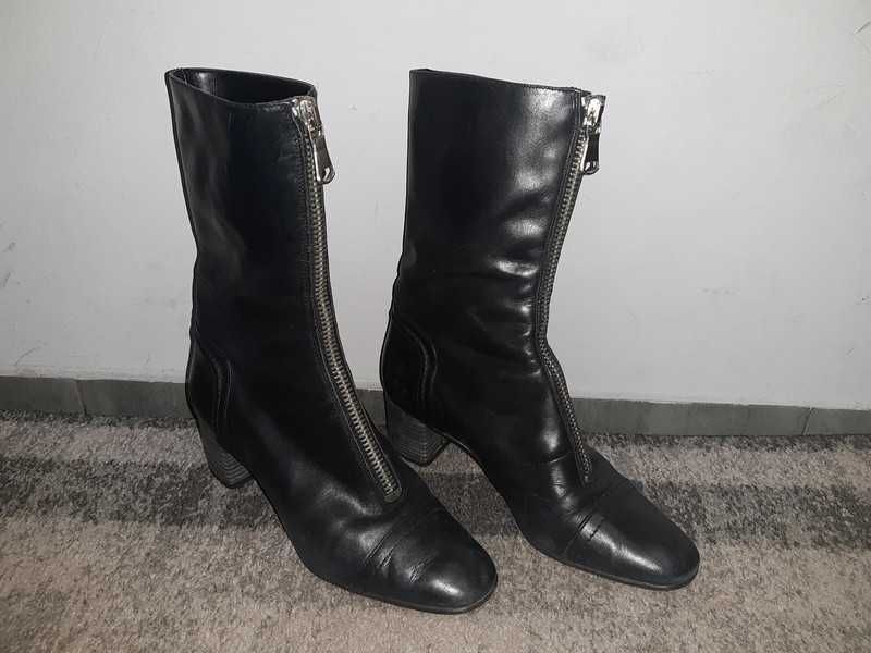 Skórzane botki Zara Woman 38