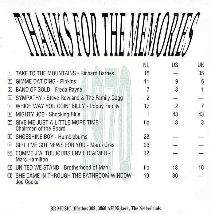 Thanks for the Memories - 1970 made in Holand 1990