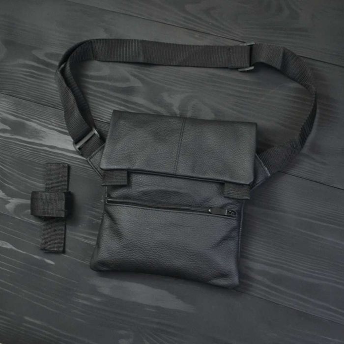 Тактична шкіряна чоловіча сумка з кобурою, слінг сумка через плече