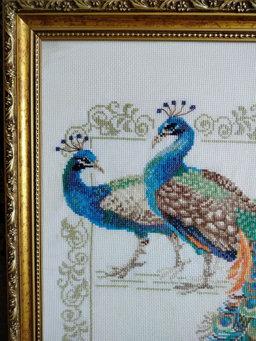 Piękne pawie haftowane