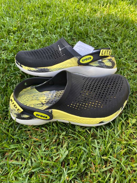 Crocs Literide 360 черные,с желтым  кроксы оригинал 36-44