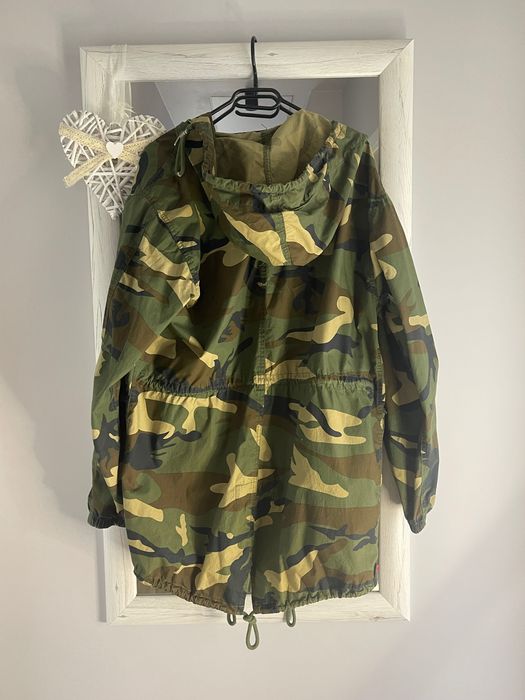 męska kurtka parka - kolor panterka Pull Bear