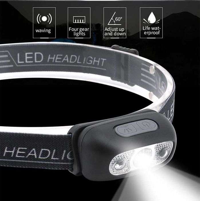 Sensor LED bateria recarregável USB impermeável ao ar livre campismo