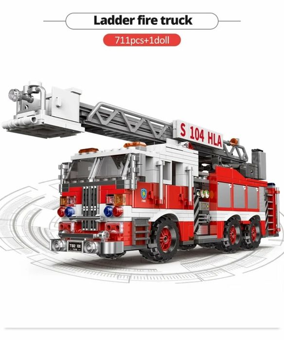 Конструктор пожарная машина 711шт LEGO детский грузовик ДСНС пожарник