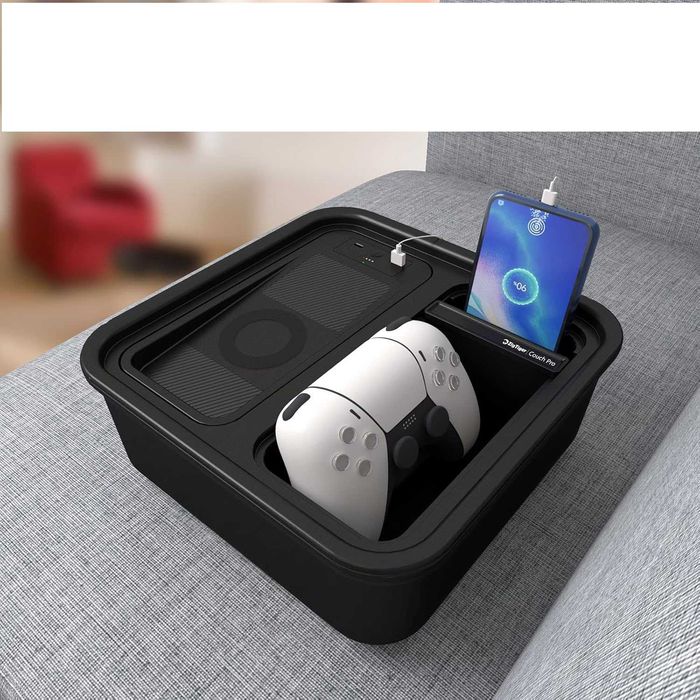 COUCH BUDDY Organizer na przekąski i napój z bezprzewodowym powerbank