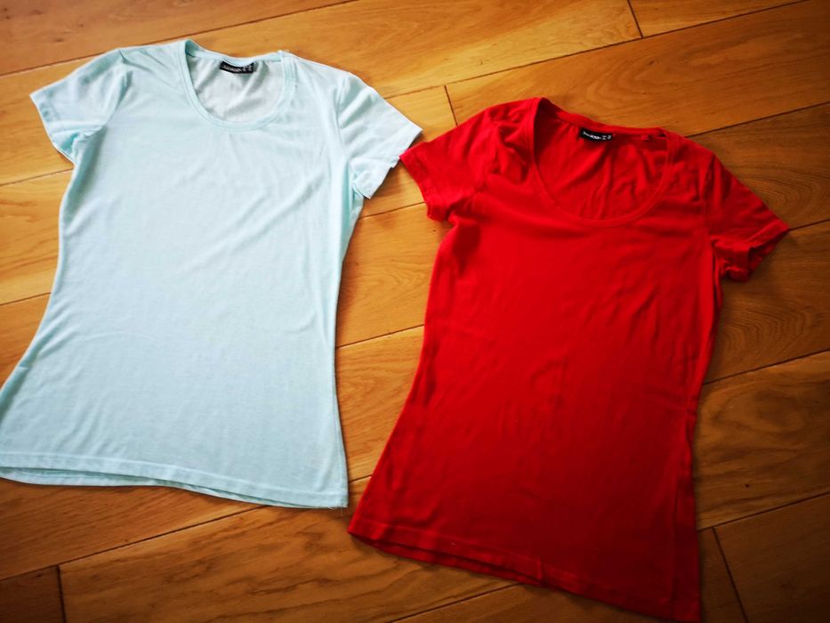 Janina 2x t-shirt turkusowy i czerwony r. 38/M