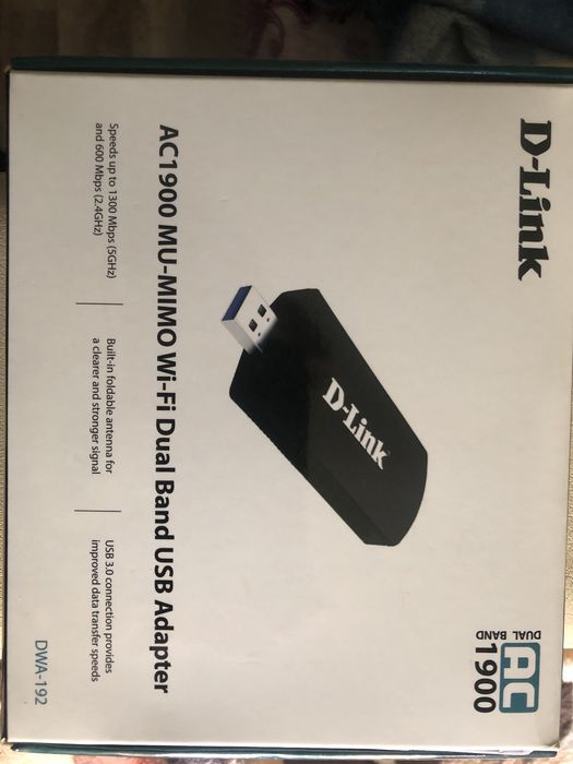 1900Мб/с DWA-192 Безпровідний WI-FI двухдіапазонний USB 3.0 адаптер AC1900 з підтримкою MU-MIMO