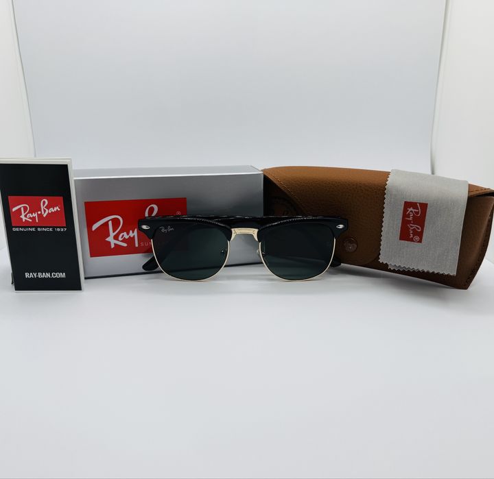 Солнцезащитные очки Ray Ban Clubmaster 3016 Gold-Black 51мм стекло