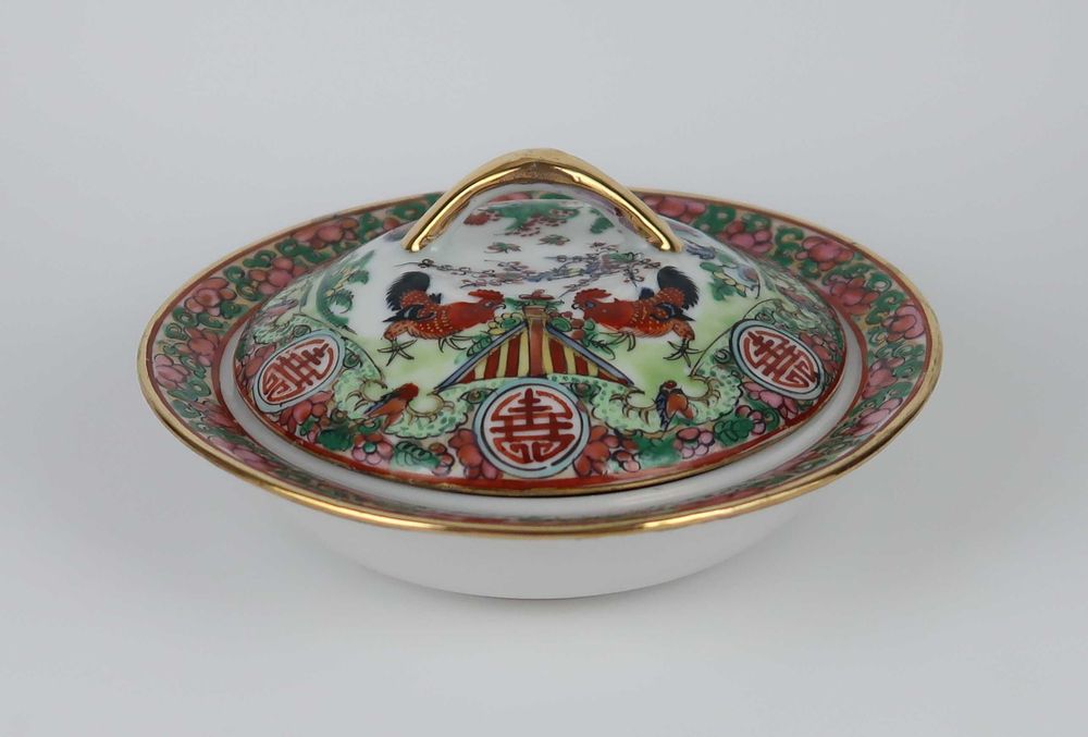 Manteigueira porcelana da China - Galos