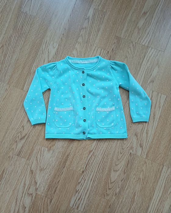 Ogrodniczki H&M jeansowe 86 + sweterek rozpinany