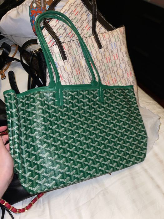 Mala verde espaçosa e grande goyard