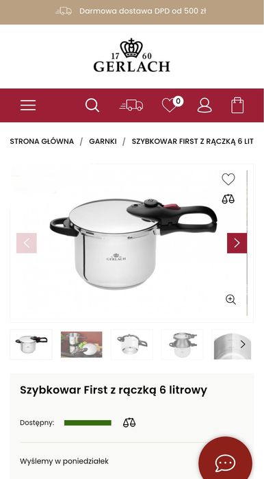 Kuchnia nie zabawkowa garnek szybkowar 6l Gerlach