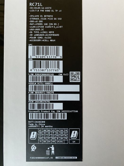 Consola ASUS ROG Ally 512gb + bolsa NOVAS