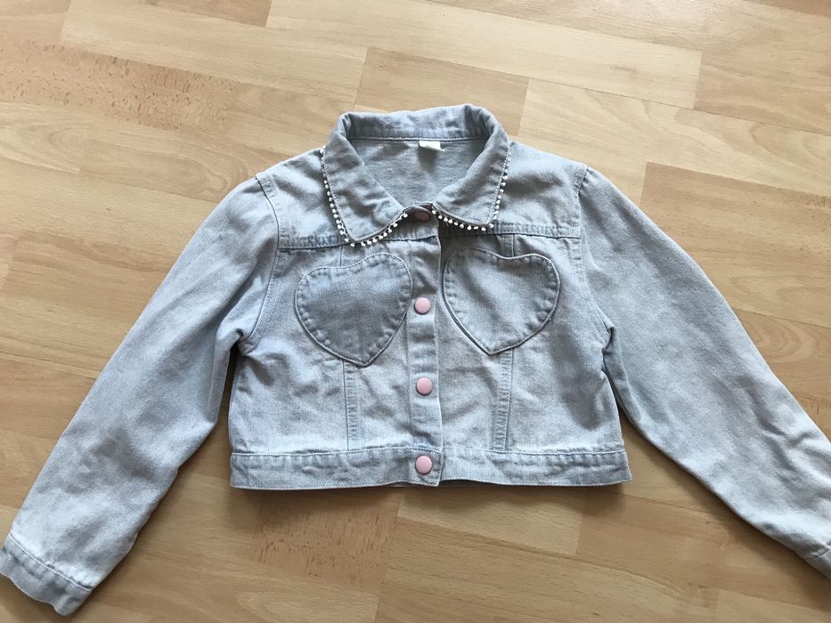 Укорочений стильний джинсовий жакет для дівчаток ріст 116-122-128 см