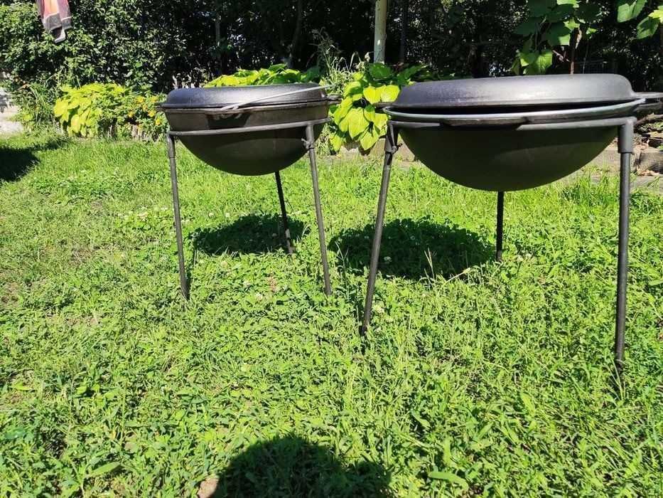 Казан азиатский туристический чугунный 4-15л с крышкой с сковородкой