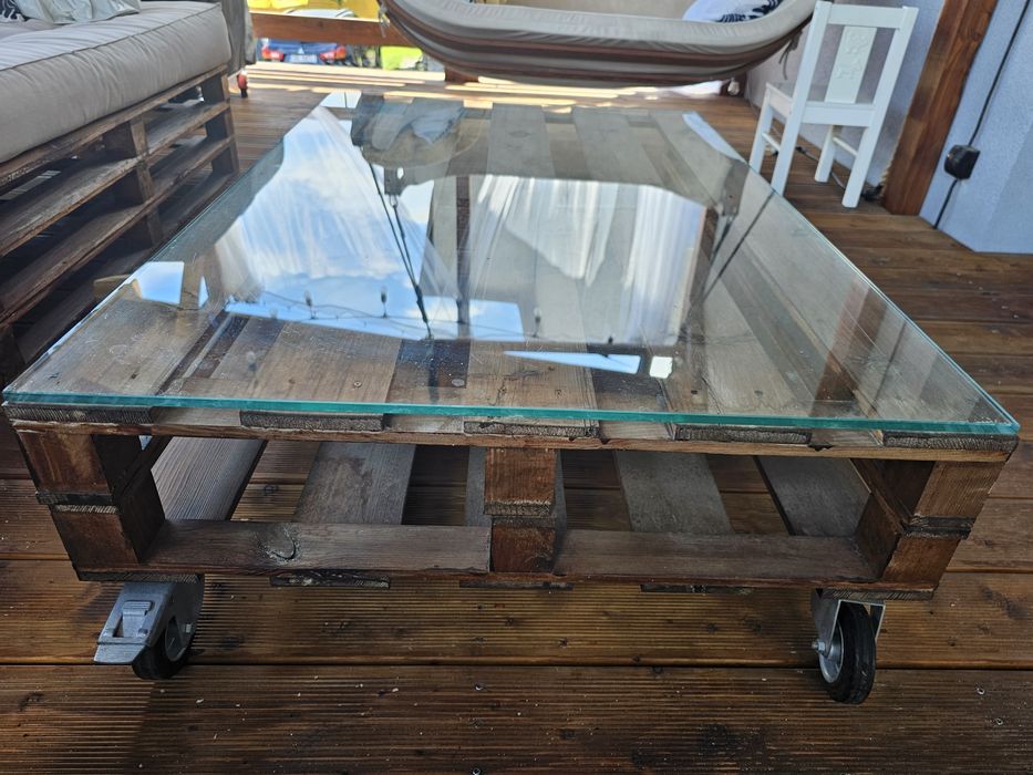 Blat szklany na stolik z palety  120x80 hartowany