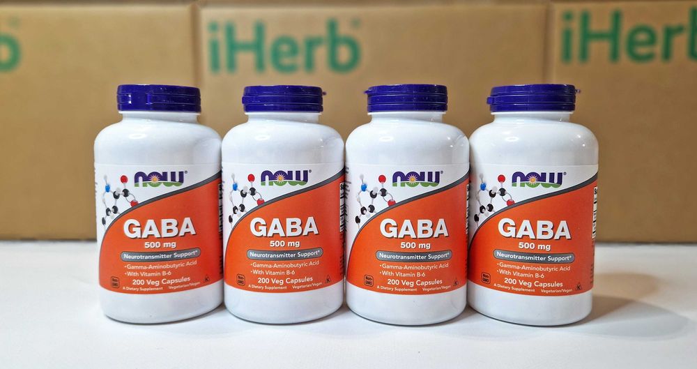 Gaba Now Foods (ГАМК) 500 мг і 750 мг, 100 та 200 капсул, iHerb