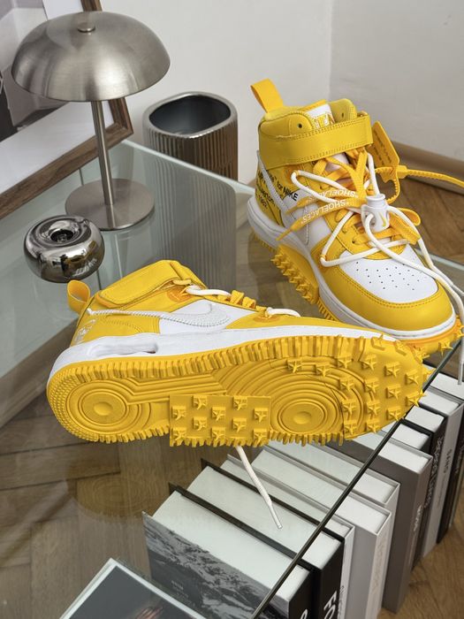 Оригинал Off White Nike Air Force 1 Mid Sp Leather ‘Varsity Maize’