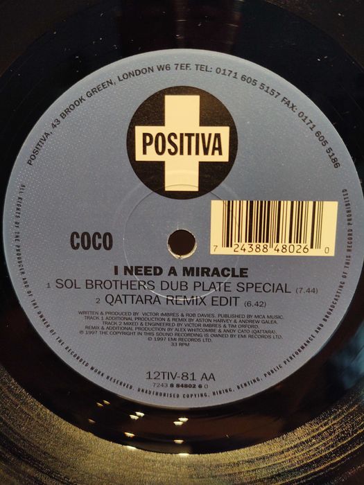 Coco – I Need A Miracle  Winyl Trance Klasyk