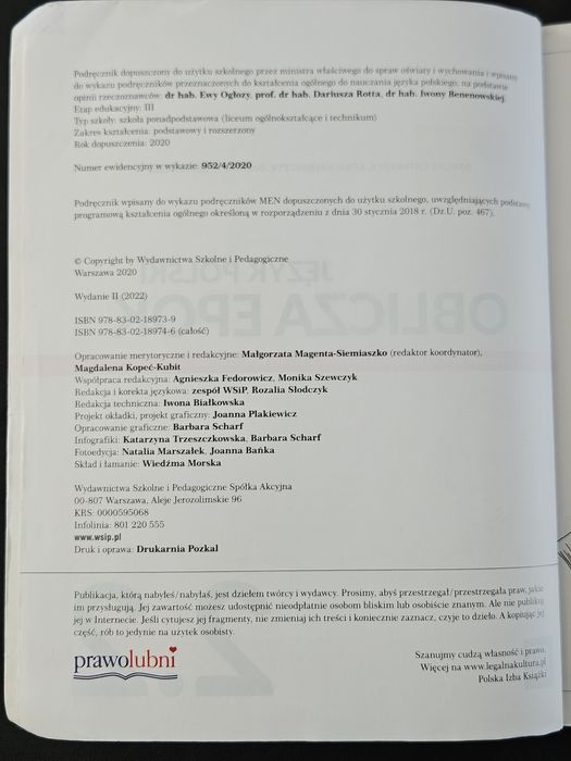 Oblicza epok 2.2 - język polski. WSiP