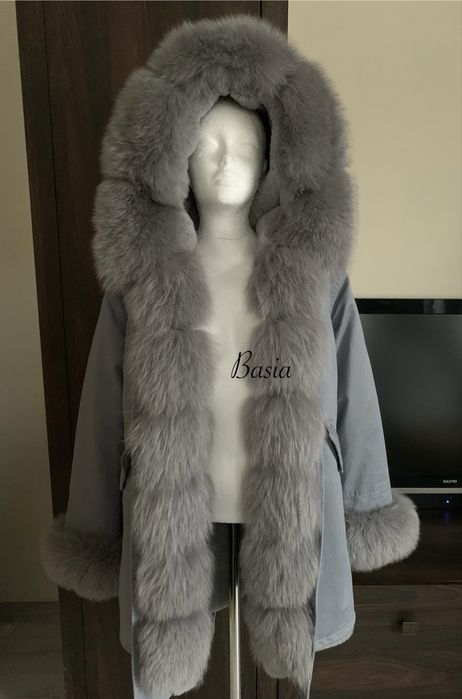 Parka z lisem naturalnym