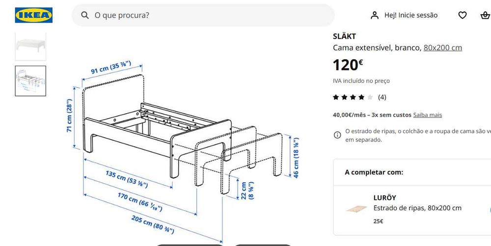 cama EXTENSIVEL do Ikea SLAKT + cabeceira ROSA