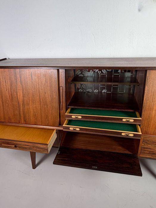 ES Møbler Silkeborg – palisandrowy highboard / barek, Dania, lata 60.